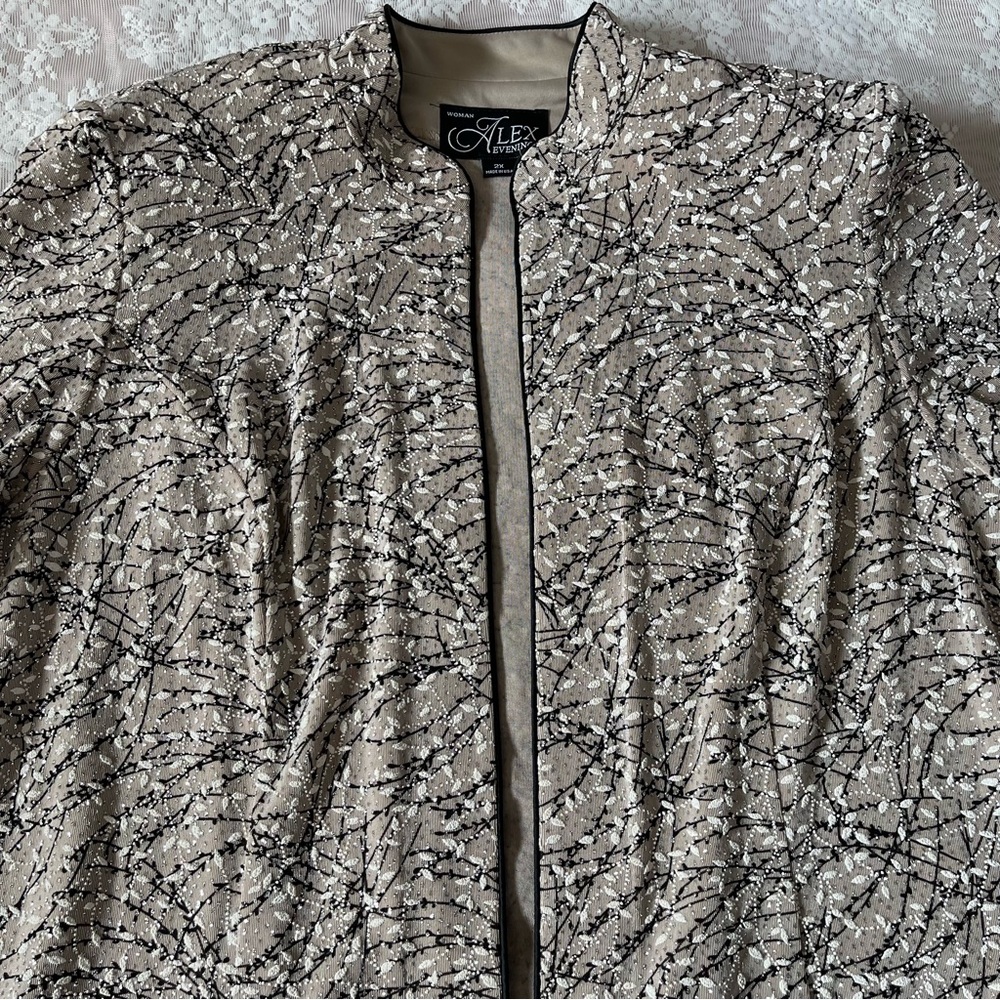 Alex Evenings Tan and Black Patterned Jacket